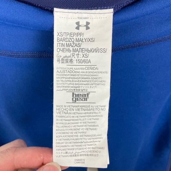 Under Armour Colorblock Blue Crop Leggings Size XS Activewear Pants Yoga Stretch - Picture 3 of 9